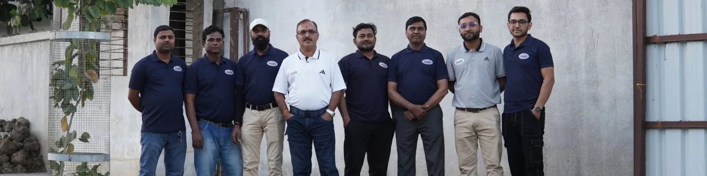 The Health Air team with founder Jitendra Chaturvedi at the Bhopal workshop